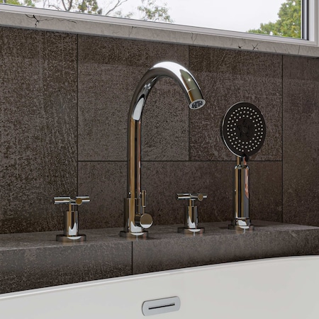 Alfi Brand Polished Chrome Deck Mount Tub Filler W/ Hand Held Showerhead AB2503-PC
