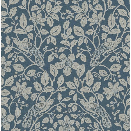Advantage Marlow Dark Blue Bird Vine Wallpaper 4164-M1818