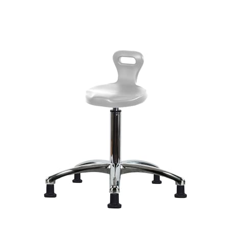 Blue Ridge Ergonomics Polyurethane Serpent Stool Chrome - Medium Bench Height with Stationary Glides in Gray Polyurethane PSPMBSL-CR-NF-RG-GRY