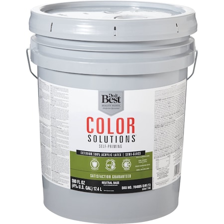 Do It Best Color Solutions 100% Acrylic Latex Self-Priming Semi-Gloss Exterior House Paint Neutral Base 5 Gal. CS49T0705-20