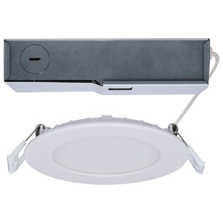Satco 8/12W LED Direct Wire Downlight 27K/3K/35K/4K/5K CCT Remote Driver 4in. Rnd Flat Face Dual Dimming S11690