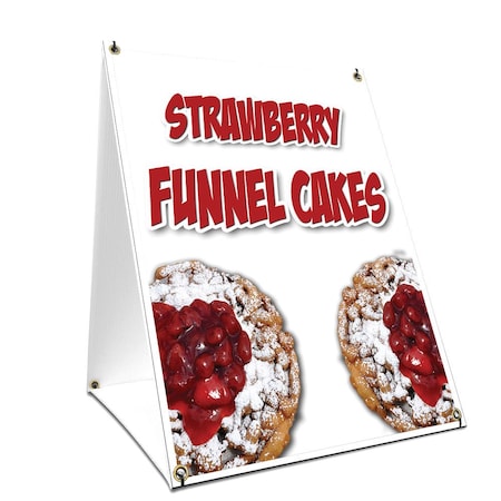 Signmission Strawberry Funnel Cakes, 24 Inch x 18 Inch A-frame Yard Sign, Plastic Sign SBC-1824-Strawberry Funnel Cakes
