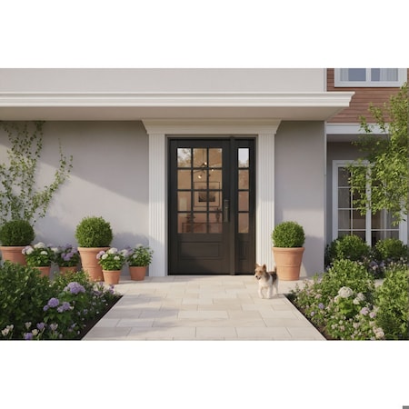 Doornmore G7512, 51.5" x 82" ( 36" Door + 12" Side) Right Hand, Mahogany SDL 12 Lite 3/4 Lite Exterior Door G7512-SW-3680-G7504-SL_1-1_RI