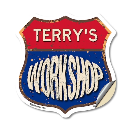 Signmission Terry's Workshop, 18 Inch X 18 Inch, Vinyl Decal SHI-D-18-489-TERRY