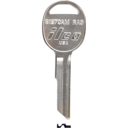 Kaba Ilco AMC Nickel Plated Automotive Key RA3 / S1970 AM, 10PK AL3481804B