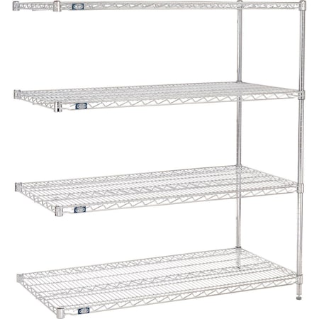 Global Industrial Nexel 4 Shelf, Chrome Wire Shelving Unit, Add On, 72"W x 30"D x 54"H 188255