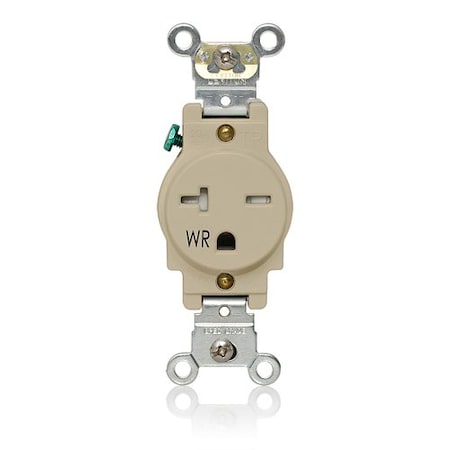 Leviton Single Receptacle Outlet, 20A, Ivory, 250V W5461-T0I