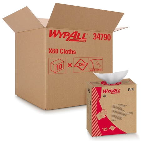 Pitt Plastics WypAll X60 Cloths White 8.34" x 16.8" Pop-Up Box 34790