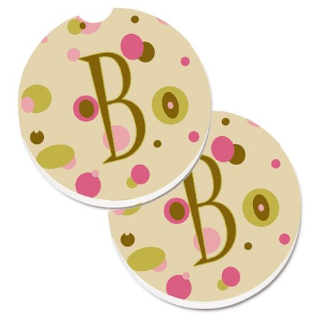 Carolines Treasures Letter B Initial Monogram Tan Dots  Cup Holder Car Coaster, PK2 CJ1004-BCARC