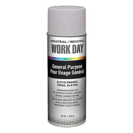 Work Day Spray Paint Primer, Gray, Flat, Solvent, 10 oz A04418007