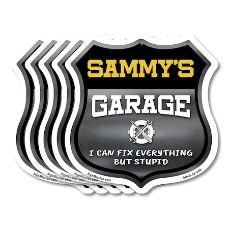 Signmission Sammy's Garage I Can Fix Everything But Stupid, 12 inch X 12 inch, Aluminum Metal Sign, 5PK SHI-A-5Pack-12-490-SAMMY