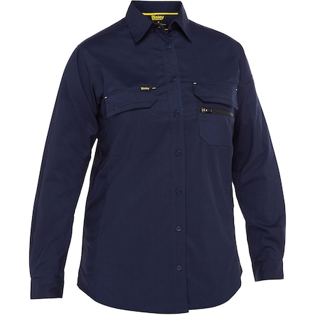 Bisley Women's Long Sleeve Ripstop Work Shirt 400W6490-NV-M