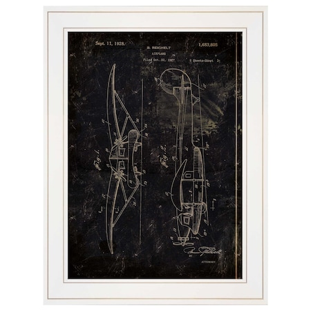 Homeroots Airplane Patent II 1 White Framed Print Wall Art 404743
