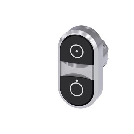 Siemens Twin pushbutton, 22 mm, round, metal, shiny, black: Symbol 5264 3SU1050-3AB11-0AQ0-ZY19