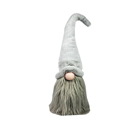 Homeroots 30" Groovy Grey with Pointy Hat Fabric Sitting Gnome Sculpture 483529