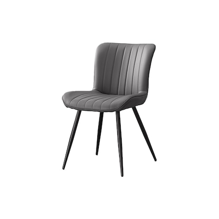 Monarch Specialties Dining Chair 33"H, Set of 2, Upholstered, Grey Leather Look, Black Metal, Contemporary I 1131