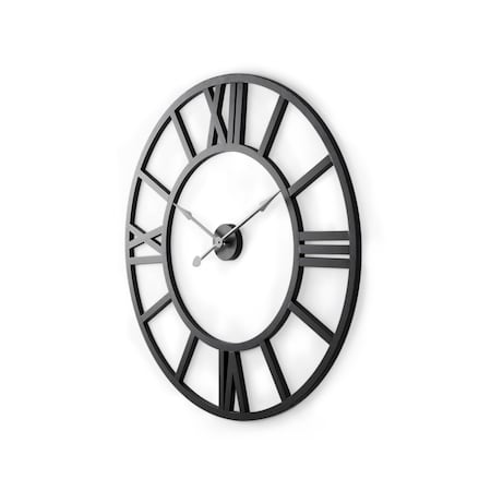 Homeroots 30" Black Iron Analog Round Wall Clock 609406