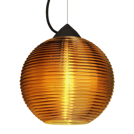 Besa Lighting Besa Kristall 8 Pendant, Amber, Black Finish, 1x 60W MAX E26 Base 1KX-461682-BK
