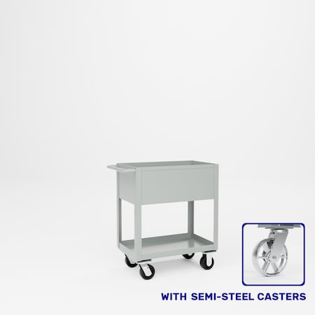 Pucel Tray Top Box Truck, 18 in W x 30 in D x 37 in H, 12 in Deep Box, Semi-Steel Casters, Gray TT-1830-12S