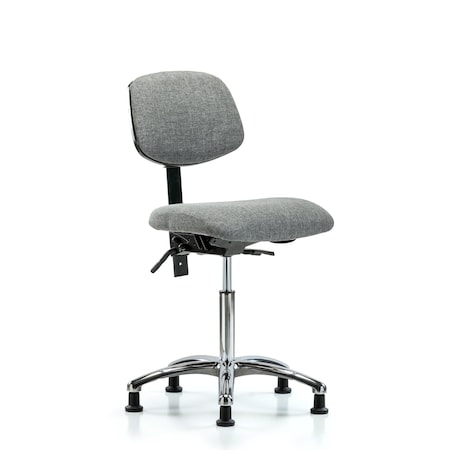 Blue Ridge Ergonomics Chair, Fab, Med Bench, Chr Tilt Glides, Gry, No Arms, 22" to 29" Height, Gray BR-FMBCH-CR-T1-A0-NF-RG-F44