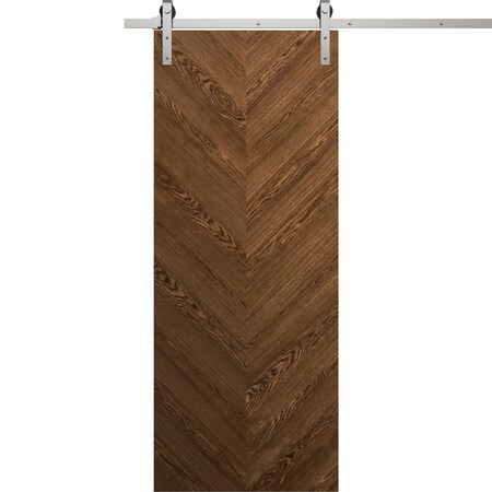 Sartodoors Modern Barn Door 18 x 80 inches, Ego 5005 Cognac Oak Veneer, 6.6FT Silver Rail Track Heavy Hardwar EGO5005BD-S-DKO-18