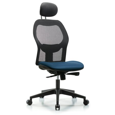 Blue Ridge Ergonomics Mesh Back Chair, Marine Blue Seat, Head Rest, Casters BR-EXE-VMDHCH-RG-H1-A0-RC-8801