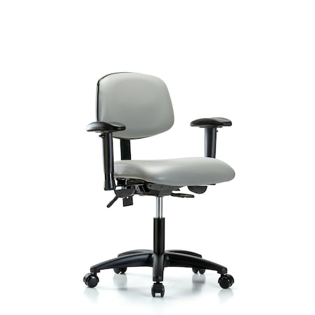 Blue Ridge Ergonomics Desk Chair Desk Chair, Vinyl, Tilt AA Casters, Dov, Adjustable Arms, 18" to 23" Height, Vinyl, Dove BR-VDHCH-RG-T1-A1-RC-8567