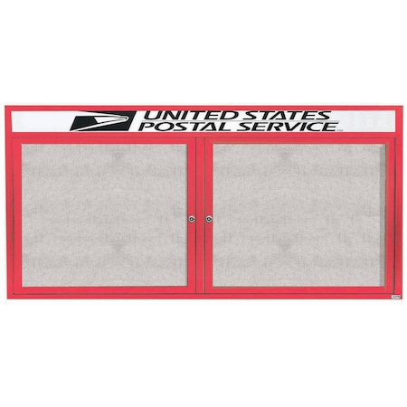 Aarco Outdoor Enclosed Bulletin Board w/ Al Frame Header, Powder Coated Red, Neutral 36''Hx72''W ODCC3672RHR
