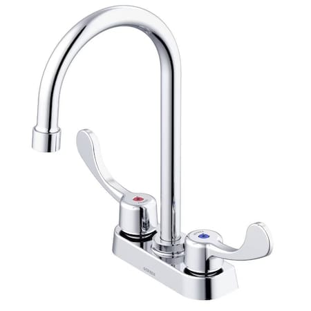 Gerber Commercial 2H Centerset Lavatory Faucet w/ Gooseneck Spout  Blade Handles &  Drain 0.5gpm Chrome GC044554