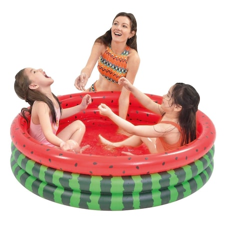 Pool Central 47 in. Inflatable Round 3 Ring Watermelon Kiddie Swimming Pool 35177927
