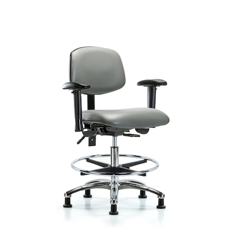 Blue Ridge Ergonomics Vinyl Chair, Vinyl, Adjustable Arms BR-VMBCH-CR-T0-A1-CF-RG-8840