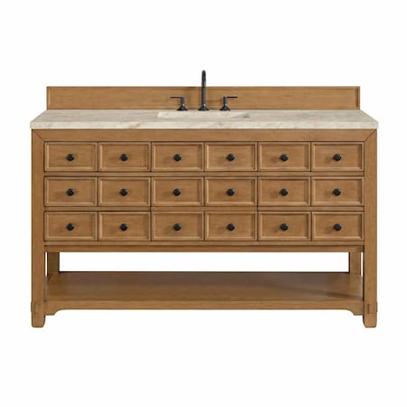 James Martin Vanities Malibu 60" Single Vanity, Amber Birch, w/ 3 CM Tajnar Eclos Top 505-V60S-AMB-3TJR