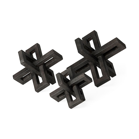 Homeroots Set of Three 4" Black Metal Tabletop Sculpture, 3PK 392515