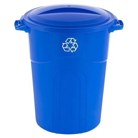 United Solutions COLORmaxx Trash Can, 32 gal Capacity, Plastic, Blue, Lid Closure TI0028