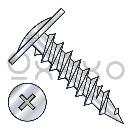 Oxoxo 8X1 5/8 Phillips Modified Truss Head Fine Thread Drywall Screw Fully Threaded Zinc, 3000PK 528087