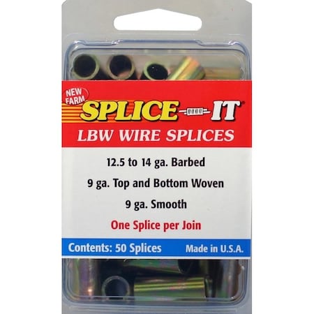 New Farm Wire Splice, Stainless Steel, For: 12.5 to 14 ga Barbed Wire, 9 ga Top and Bottom Woven Fence LBW5