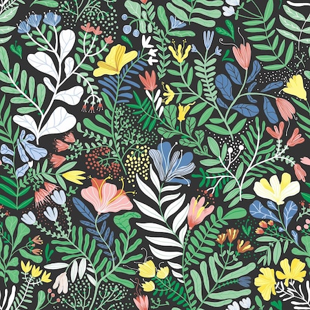 A-Street Prints Brittsommar Black Woodland Floral Wallpaper 4143-22006