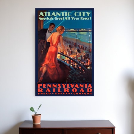 Homeroots Vintage 1935 Atlantic City Travel Unframed Print Wall Art 394253