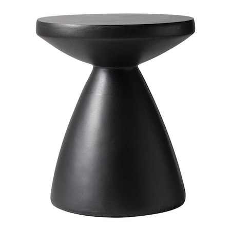 Leisuremod Dune 17 in Round Fiberstone Side Table, Pedestal Base, Weatherproof, Fully Assembled DST17BL