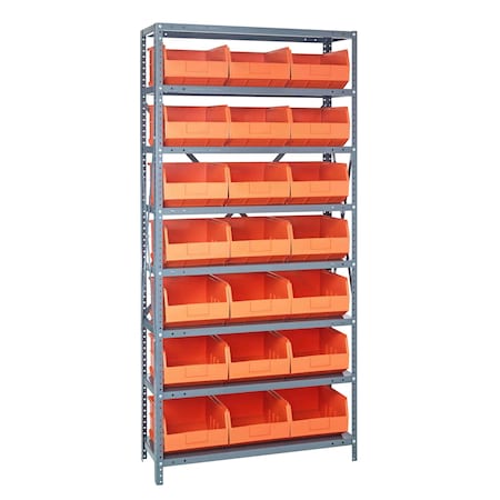 Quantum Storage Systems STEEL SHELVING UNIT W/ 21 BINS ORANGE 1275-445OR
