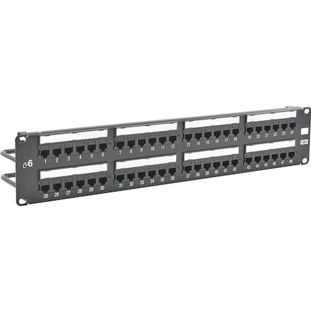 Hubbell Premise Wiring Patch Panel, 3.46in.H, 6 Category, Steel HP648