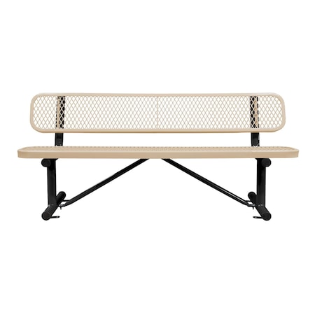 Leisure Craft Bench/Back, Surface Mount, 6ft., Beige B6WBSM-BEIGE