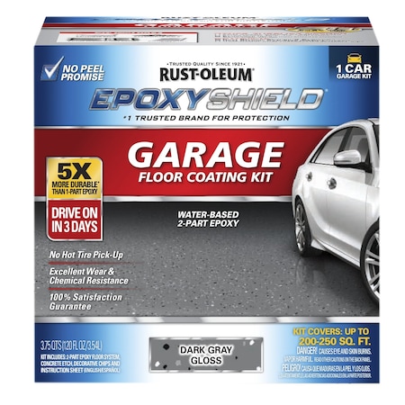Rust-Oleum EpoxyShield Garage Floor Coating, Dark Gray, Gloss, 1 Car Kit 327081