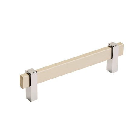 Amerock Mulino 5-1/16 in 128 mm Center-to-Center Silver Champagne/Polished Chrome Cabinet Pull BP36724SC26