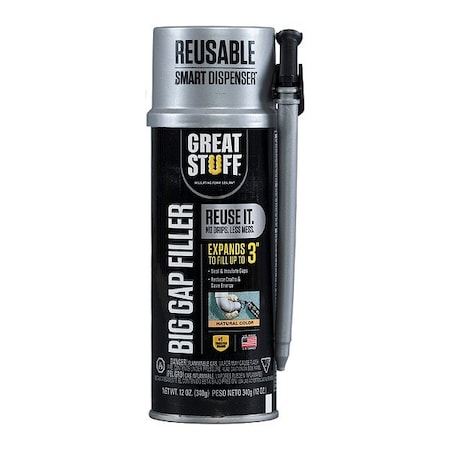 Great Stuff Foam Sealant, Gun Application Method Can, Yellow, 4:1 Expansion Ratio 99108860