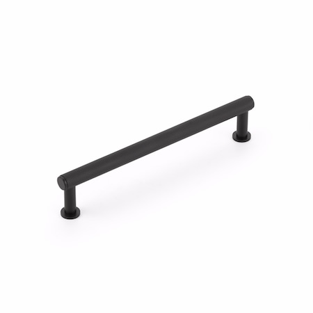Schaub 6in Center to Center Pub House Knurled Cabinet Pull Matte Black Finish 5006-MB