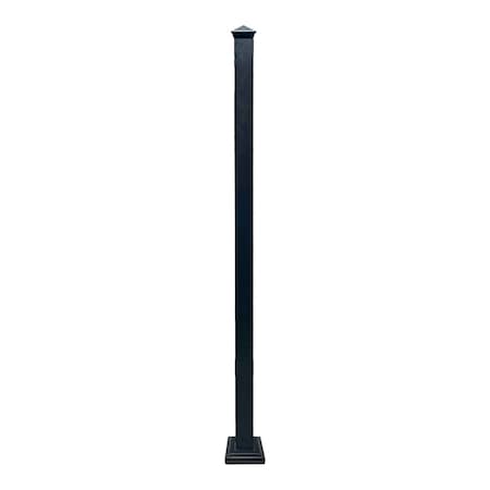 Nuvo Iron 2''x2''x44'' Tall Textured Black Ready Rail Steel Railing Post, Post Cap Included DSRP2244-B