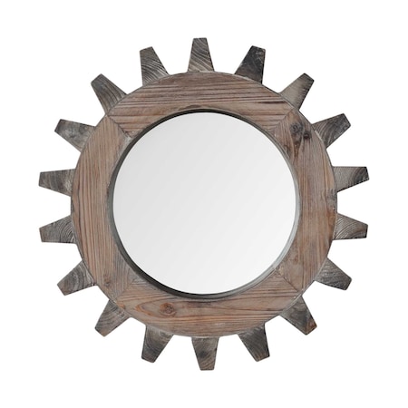 Homeroots 17" Brown Solid Wood Abstract Framed Accent Mirror 376400