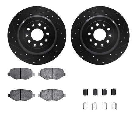Dynamic Friction Co DFC Rotors-Drilled & Slotted-Black w/ 5000 Advanced Brake Pads Incl Hdw 8512-54091