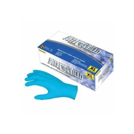 Mcr Safety Nitrile Disposable Gloves, NitriShield, Rolled Cuff, Unlined, Large, Blue, 4 mil Thick, Powder, 100PK 127-6015L